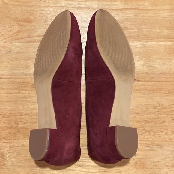 J. Crew Lily Suede Covered Heel Flats Size 9 Cranberry Wine Color - Picture 3 of 5